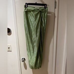 12th Tribe Toulouse Metallic Sage Maxi Skirt